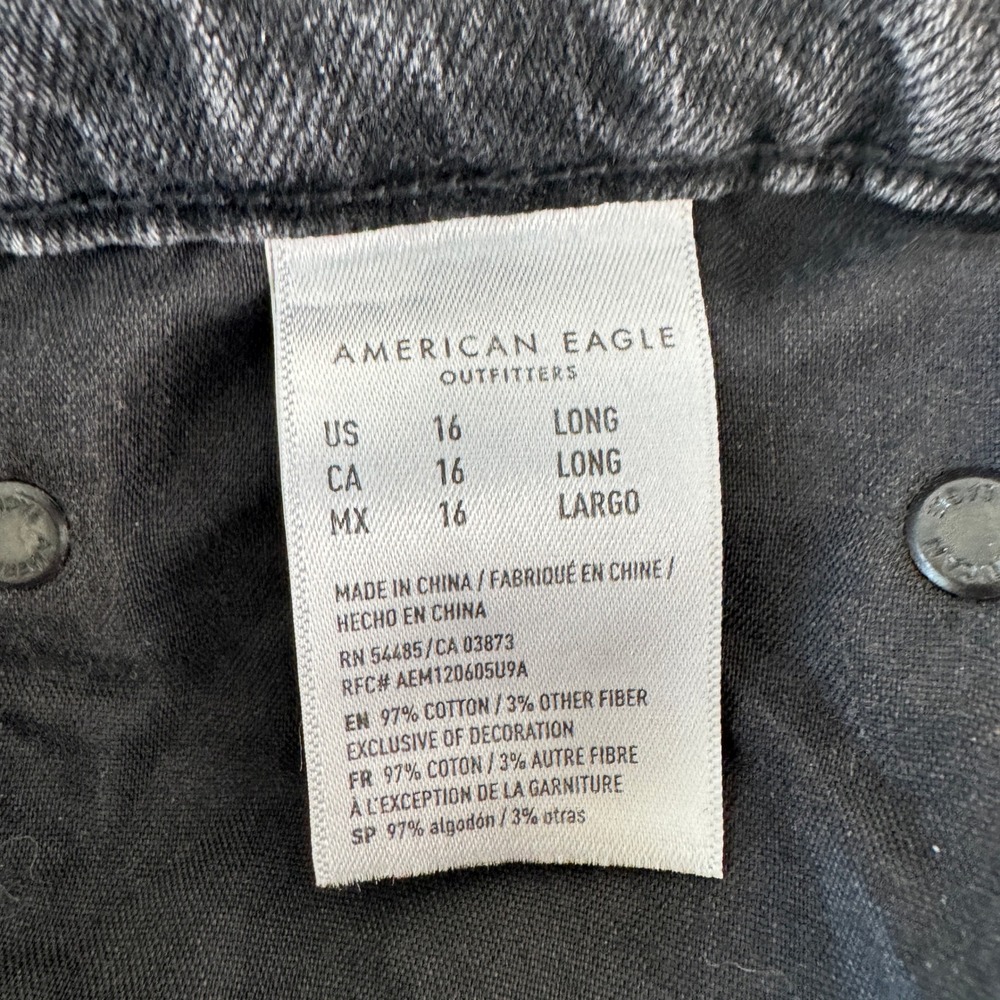 American Eagle Wide Leg Jeans 16L Grey Cotton High Rise Grunge Streetwear Indie - Picture 8 of 16